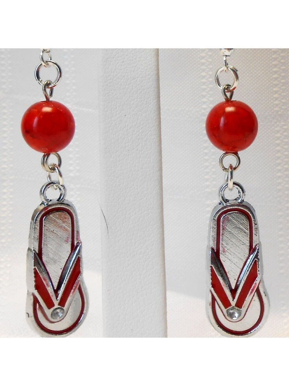 No 733 Handmade earrings with enameled silver shoes charms